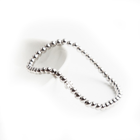 NEW Tory Burch SILVER Beaded Stretch Bracelet - Picture 2 of 5